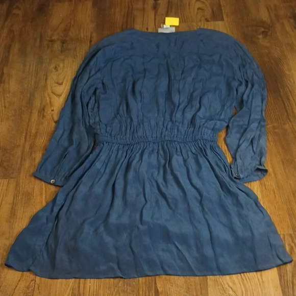 Chloe Oliver Cobalt Long Sleeve Embroidered Surplice Dress w/ Elastic Waist SSS - Picture 8 of 8